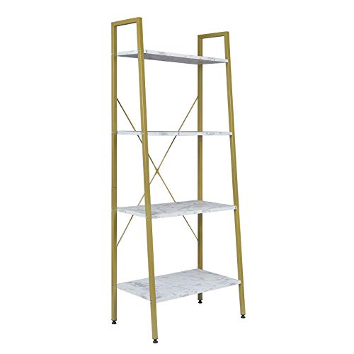 EUGAD Étagère bibliothèque étagère en métal Design Industriel en MDF et métal 60x35x148cm,Or 0023ZWJ