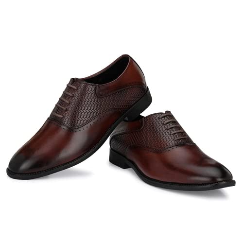 Attitudist Mens Handcrafted Oxford Gradient Brown Formal Laceup Shoes with SEMI CHATAI Design - 3701Brown (B0B29D3RYN) Amazon Price History, Amazon Price Tracker