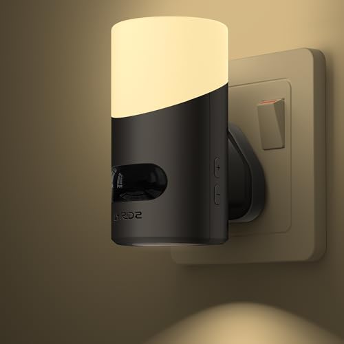 Lyridz Motion Sensor Lights Indoor with Up-and-Down Glowing Dimmable Night Light Plug in Wall Warm White [1 Pack] Movement Sensor Light Auto 60s/120s Off for Hallway Bathroom Stairway Corridor