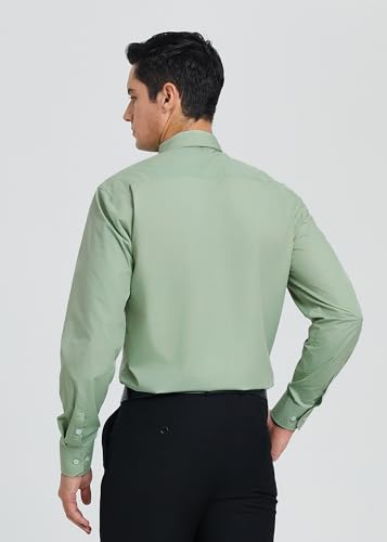 Image of HISDERN Mens Dress Shirt with Tie Pocket Square Set Classic Button Down Shirt Matching Tie Long Sleeve Shirts