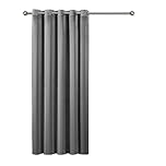 Oxford Homeware Grey Blackout Curtains for Living room – 66x84 Drop Crushed Velvet Curtain Super Soft Privacy Protection Ring Top Thermal Door Curtain Single Panel with Tieback