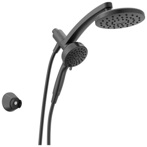 Delta 6-Setting PivotPro 3-in-1 Combination Shower Head with ProClean Spray, Matte Black Round...