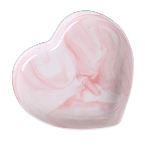 Zerodeko Ceramic Heart Shaped Salad Plate Pink Dinner Plates Dessert Plate Dinner Plates Heart Jewelry Dishes Stoarge Tray for Home Kitchen