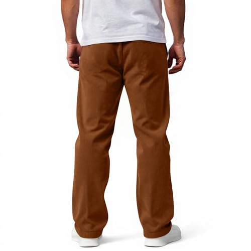 WANZZXCSL Mens Casual Corduroy Pants Elastic Waist Drawstring Baggy Sweatpants Lightweight Loose Fit Pant with Pockets2
