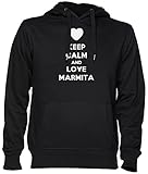 Keep Calm and Love Marmita Negro Jersey Sudadera con Capucha Unisexo Hombre Mujer Tamaño XXL Black Unisex Hoodie Size XXL