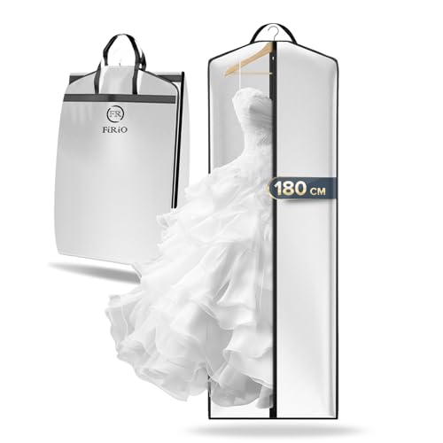 FiRiO 1 x Premium Housse Robe de Mariée Pliable I Anti-Mites, Respirants & Imperméables I Housse Robe Longue 180 cm I Housse Vetements à Suspendre Longue, Veste,...