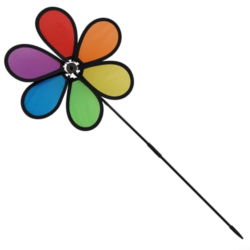 Garten Windmühle Spinner für Außendekoration, Bunte Blume Windspiel für Hof Terrasse Home Decor, Drehbares Windrad Ornament für Kinderzimmer, 28cm Durchmesser