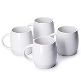 Teocera Porcelain Mugs, Coffee Mugs Set - 16 Ounce for Tea, Juice, Cocoa - Set of 4, White