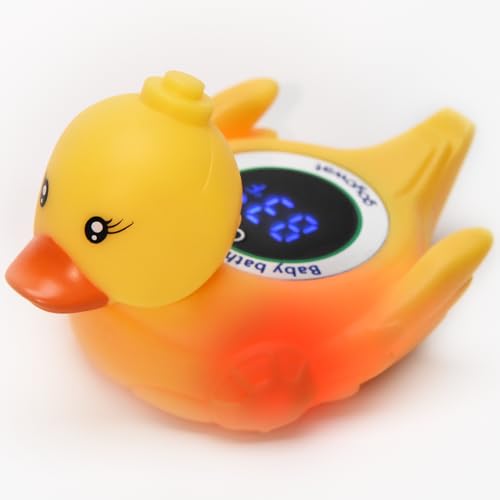 Baby Bath Thermometer with LED Display, Floating Duck Toy – 2-in-1 Water Safety Sensor for Infants, Color-Coded Alerts (Hot/Cold), Bath Tub...