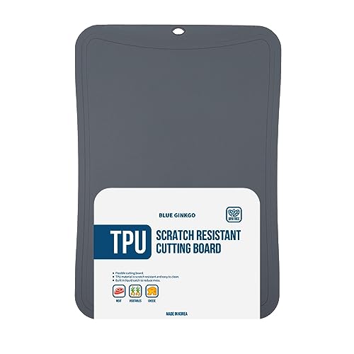 Blue Ginkgo TPU Tabla de Cortar, Mediana, Fabricada en Corea, Gris Oscuro | Flexible y Duradera