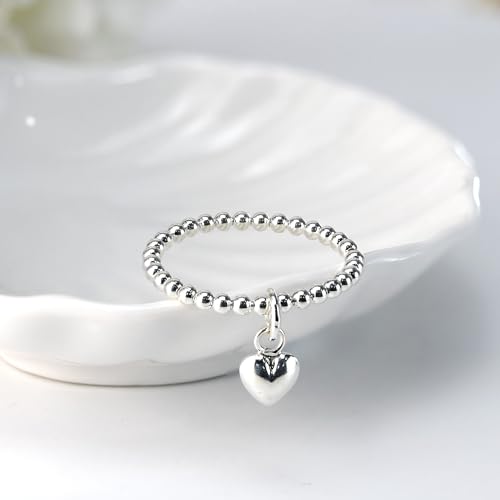 AeraVida Adorable Heart Dangle Eternal Love Beaded Sterling Silver Ring | Ring Size 4 To 12 Silver Ring | Eternal Love Ring | Sterling Silver Heart Rings for Women3