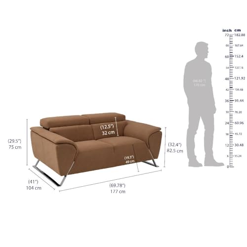 Image of Wakefit Sofa Set | 3 Year Warranty | Sofa 2 Seater, 2 Seater Sofa for Living Room, Wooden Sofa Set, Couch Sofa for Living Room, Sofa for Living Room - Magnus(Napoli : Tan)