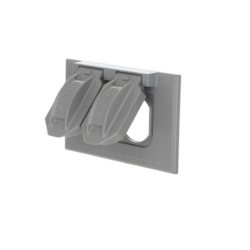 Hubbell-Bell 5180-0 1-Gang Horizontal Weatherproof Cover, Device Mount Flip Cover, Duplex, Gray