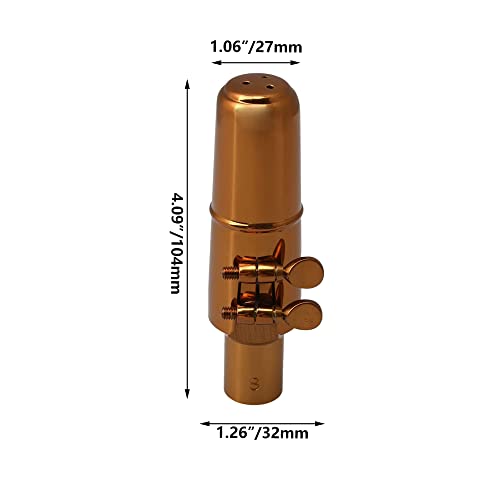 Yibuy Rose Gold Brass E Flat Alto Saxophone Mouthpiece With Ligature Cap 8# #TOP3