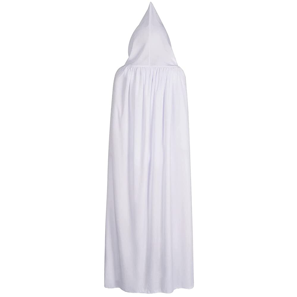 BALENNZ Cape Cloak with Hood - Adults Witch Cape Hooded Cloak for Women Men Halloween Costumes Christmas Cosplay: White Medium