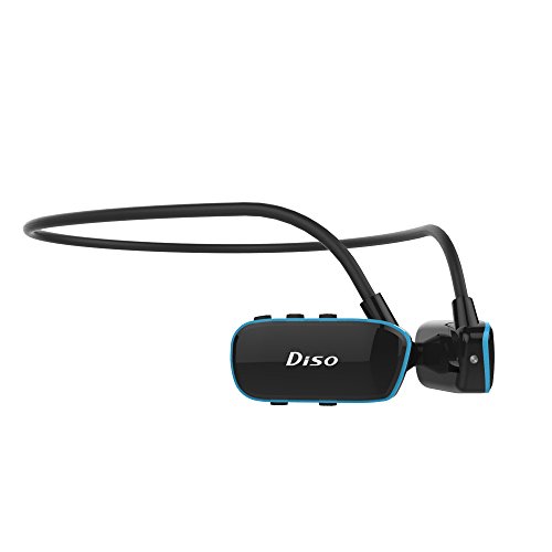 DISO Waterproof MP3 Player Swim Headphones IPX8 w/ 8GB Flash Memory & Replacement Earbuds Built-in Rechargeable Battery Fast Charging & Long Lasting