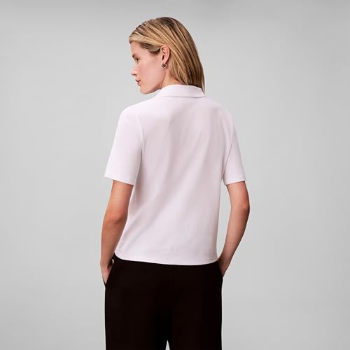Calvin Klein Women's Johnny Collar Half Sleeve Top Bright White - image 2