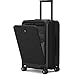 LEVEL8 Road Runner Pro Carry-On Luggage, 20” Lightweight PC Hardside Suitcase with Wheels, Spinner Trolley for Luggages with Front Compartment, Tsa Lock, Black