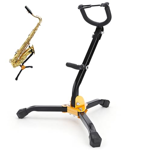 Support de saxophone, trépied pliable et réglable en métal support portable pour saxophone avec base triangulaire pour accessoires d'instruments de musique