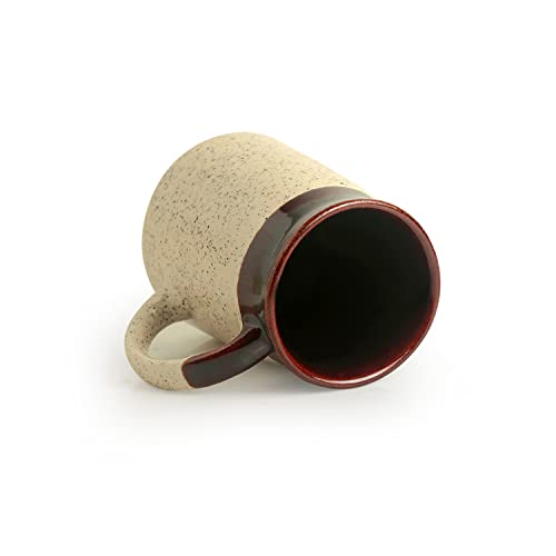 Image of ExclusiveLane 'Cocoa Rims' Studio Pottery Ceramic Coffee Mugs Set of 2 (Dark Brown & Cream, 320 ml, Microwave & Dishwasher Safe) | Coffee Mug Ceramic Cups Coffee Mugs for Coffee Cup Set of 2 Tea Cups