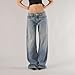 Women Y2k Low Rise Denim Pants Loose Fit Boyfriend Wide Leg Baggy Jeans with Pockets Vintage Casual Streetwear (Blue, S)