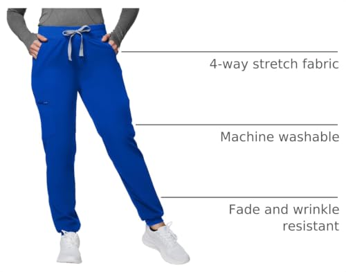Image of Kitmaz Scrub Pants for Women - Mid Rise 4-Way Stretch Anti-Wrinkle Slim Fit Jogger Pants, Drawstring & 5 Pockets