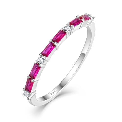 STARCHENIE 1.5 mm Baguette Ruby Stackable Ring