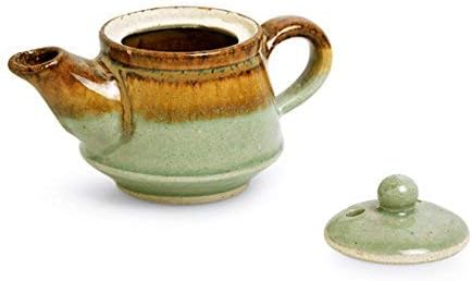 Western Eiderdown Presents Studio Pottery Ceramic Home Fragrances Humidifiers Cum Scented Oil Breezy Aroma Diffuser (Brown & Pistachio Green) (11.5 cm X 10.9 cm X 14.9 cm) #Aport-086
