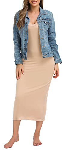 Image of Vlazom Women Full Slips Sexy Soft Slip Dress for Under Dress Spaghetti Strap Cami Slip Chemises V Neck Negligee S-3XL