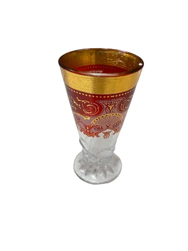 Verres à thé turcs et persans rouge doré : service de table oriental 6 pièces