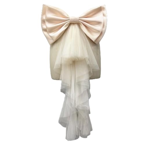 Detachable Satin & Tulle Bow for Decoration, Large Bow for Wedding with Double Knot