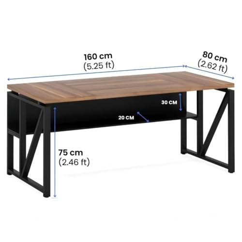 Image of Executive Desk for Home & Office| Executive Desk for Office, Laptop Table, Study Table, Modern Workstation |Walnut Cream & Black |DIY | 160x80x75 CM