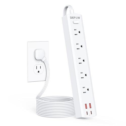 DEPOW Power Strip Surge Protector 5 AC Outlets 4 USB Ports,