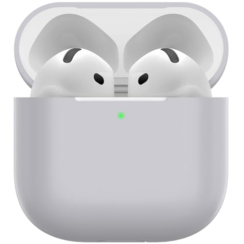 Nemteur Capa para Airpods 4, Case protetora fina de silicone for AirPods 4th 2024 (USB-C) Skin frontal LED visível Cover de silicone, cinzento