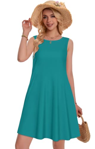 Image of Summer Dresses for Women Beach Boho Sleeveless Vintage Floral Flowy Pocket Tshirt Tank Sundresses 2026
