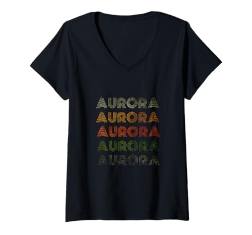Donna Amore Cuore Aurora Tee Grunge/Stile Vintage Nero Aurora Maglietta con Collo a V