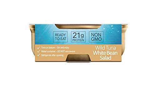 Image of Wild Planet Ready-To-Eat Wild Tuna White Bean Salad, 5.6 Oz, Pack of 9 | White Bean Salad With Organic Chickpeas, Carrots, Red Peppers & Green Olives. Non-GMO, Gluten Free, Kosher, Dairy Free