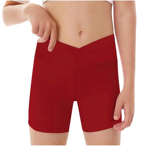 Girls Basic Cartwheel Shorts 𝗦afety Short Dance Gymnastics Shorts Kids V C𝗿oss Waist Bik𝐞 Athletic Shorts