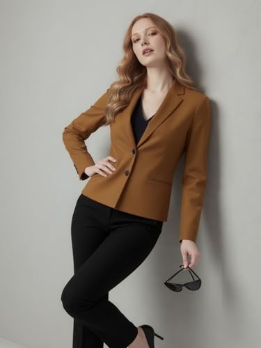 Image of ROCKSY Formal, Smart Casual Blazer for Women, Regular Fit Stylish Blazer for Women (in, Alpha, 2XL, Regular, Yellow)
