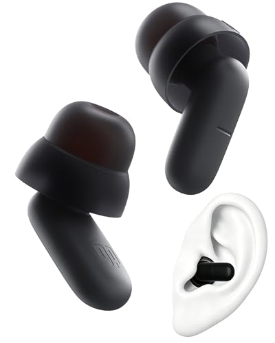 QubitPulse Ear Plugs for Sleeping All-Night Wear Without Ear Pain Side Sleeper Patent Qufits Eartips Ultra-Comfy Reusable Earplugs for Sleep, Focus, Study, Travel, 23dB Noise Reduction - Black