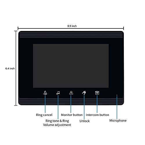 Image of Wired 7 Inches LCD Monitor for Video Intercom Doorbell System Support Monitoring, Unlock, Dual-Way Door Intercom