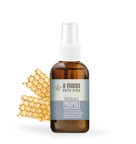 Il Maso delle Erbe - Integratore Alimentare Spray ANALCOLICO Propoli, Miele Italiano, Altea, Echinacea, Olio Essenziale Menta Piperita e Eucalipto - Made in Italy - Benessere Vie Respiratorie - 30ml