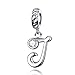 LaMenars Charme Breloque Lettre de l'alphabet Argent Sterling 925 Femmes Charms et Pendentif avec 5A Zircone Compatible pour Pandora & Européen Bracelets Collier (Lettre J)
