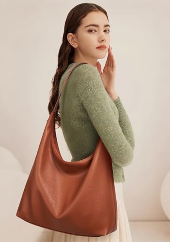 Image of KALIDI Casual Tote Bag Vegan Leather Hobo Zipper Work Bag Weekender Shoulder for Women Shoulder Travel Purse
