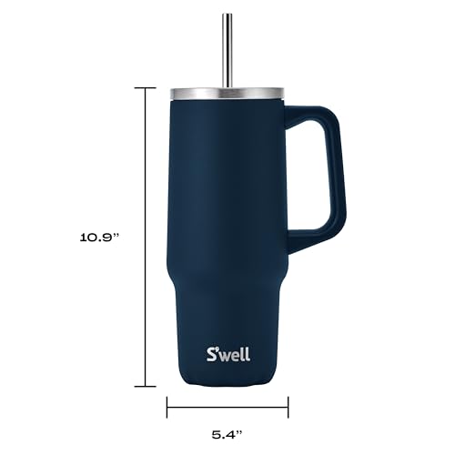 S'well Recycled Stainless Steel Tumbler XL with Straw and Handle, 30oz, Azurite, Triple Layered Vacuum Insulated Container Keeps Drinks Cold 36 hours and Hot for 9, BPA Free by S'well - Used condition - Image 4
