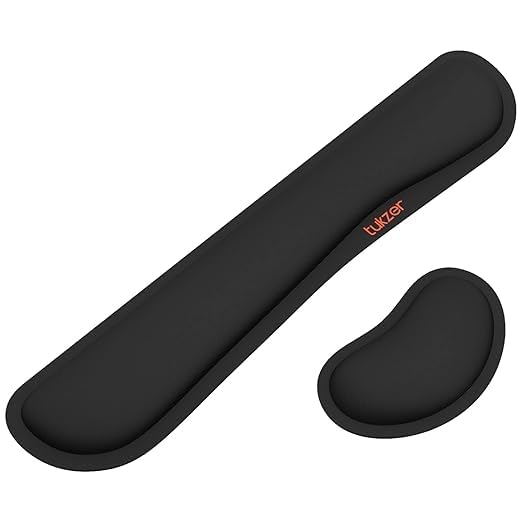 (Refurbished) TukzerWrist Rest Pad, Mouse Wrist Cushion Support for Office Upgrade Enlarge Gel Memory Foam Set Keyboard for Computer, Laptop, Mac; Comfortable, Lightweight for Easy Typing Pain Relief | Black (B0D9QQ6PSG) Amazon Price History, Amazon Price Tracker