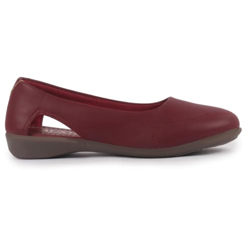 Image of FAUSTO Women Stylish Backless Casual Ballets | Low Heel Cut-Out Slip-On Ballerinas | Comfortable Walking Flats Sandals | Memory Cusion Insole
