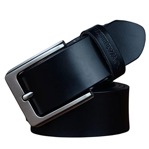 RCESSD Cintura di Cuoio Cintura in Pelle Maschile, Cintura in Pelle di Moda, Cintura in Pelle Casual con Fibbia per Perno, Cintura in Pelle Retrò-Xf002 Black,150Cm