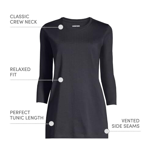 Lands' End Women's 3/4 Sleeve Supima Cotton Crewneck Tunic4