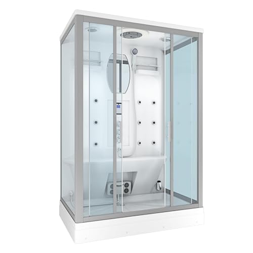 AcquaVapore Dampfdusche Sauna Dusche Duschkabine D27-TH-EC-EA 140x90 cm MIT 2K Scheiben Versiegelung